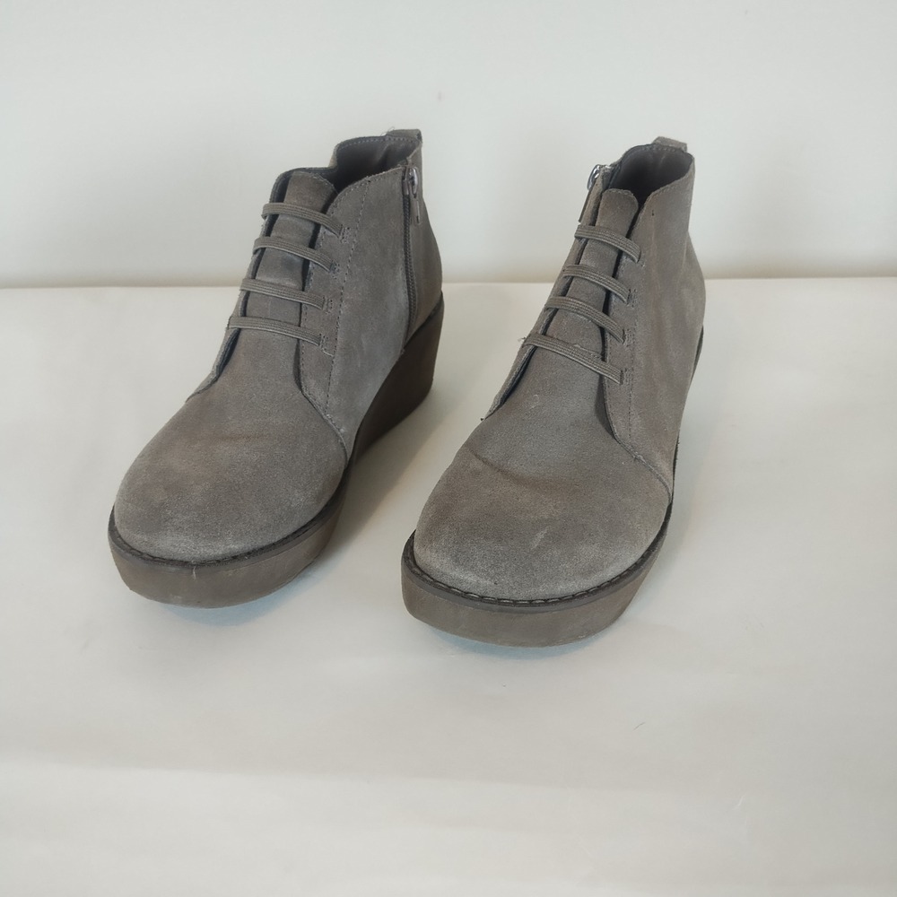Kenneth Cole Reaction Prime Lace Up Suede Wedge Ankle Boots Women's 8 Casual